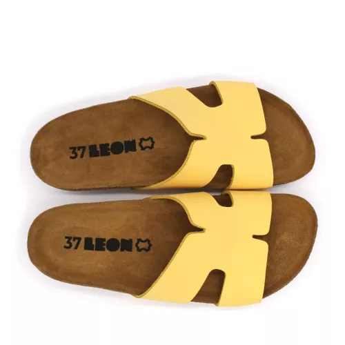 Leon Comfortstep 4054 sárga női bőr papucs 36-41 -Birkenstockhoz hasonlatos talppal