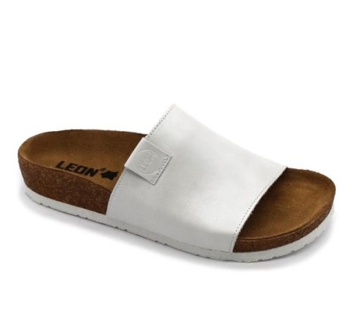 0Ft kiszállítás! Leon Comfortstep 4205 fehér női bőr papucs 36, 37 -Birkenstockhoz hasonlatos talppal