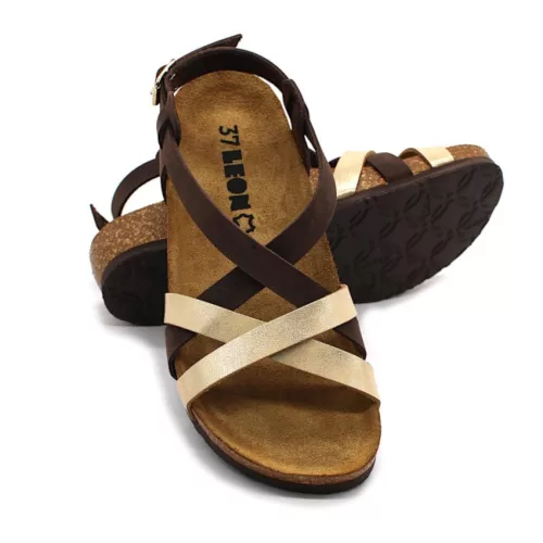 Leon Comfortstep 4305 barna női bőr szandál 36 Birkenstockhoz hasonlatos talppal