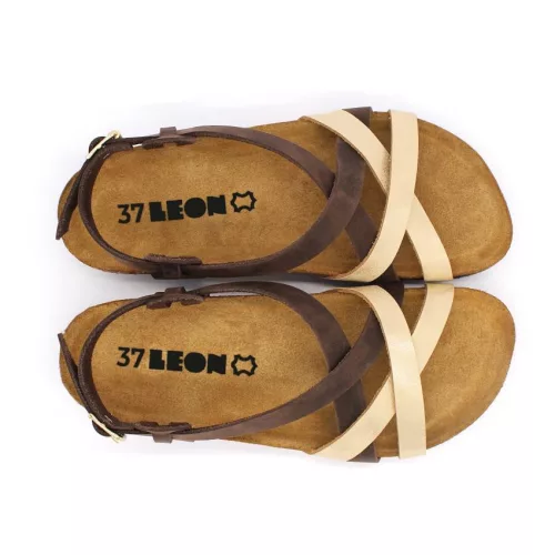 Leon Comfortstep 4305 barna női bőr szandál 36 Birkenstockhoz hasonlatos talppal