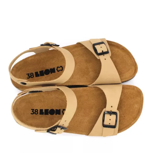 Leon Comfortstep 4307 bézs női bőr szandál 35-42- Birkenstockhoz hasonlatos talppal