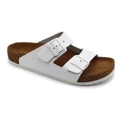   0Ft kiszállítás! Leon Comfortstep 4703 fehér férfi bőr papucs 42-46 -Birkenstockhoz hasonlatos talppal