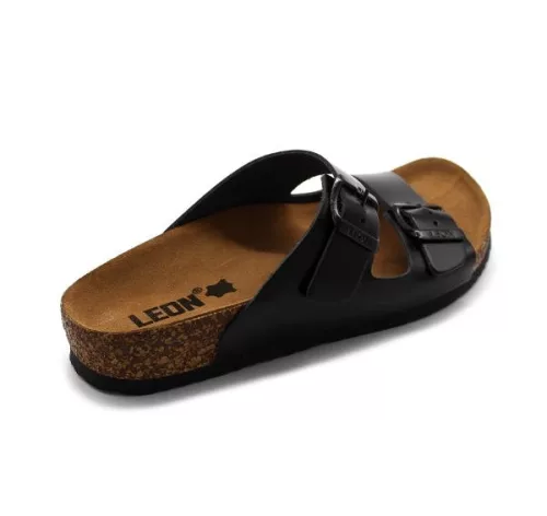 Leon Comfortstep 4703 fekete férfi bőr papucs 42-49 -Birkenstockhoz hasonlatos talppal