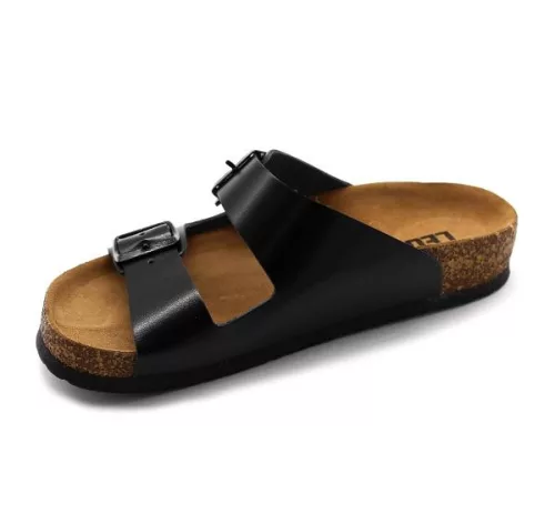 Leon Comfortstep 4703 fekete férfi bőr papucs 42-49 -Birkenstockhoz hasonlatos talppal