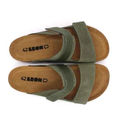 Leon Comfortstep 4704 zöld férfi bőr papucs anatómiai talppal 42-47
