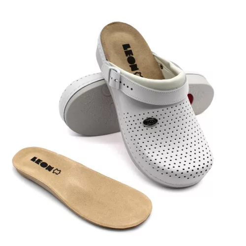 Leon Comfortstep 5002 fehér női bőr klumpa kivehető talpbetéttel 37-41 (munkavédelmi)