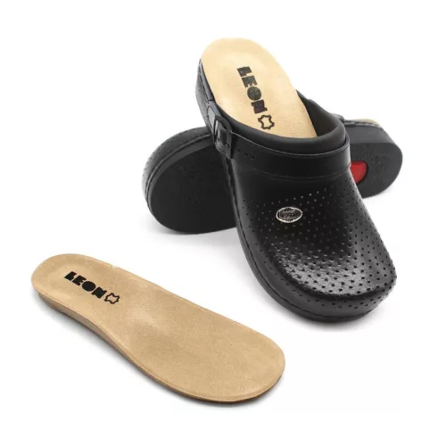 Leon Comfortstep 5002 fekete női bőr klumpa kivehető talpbetéttel 36-41 (munkavédelmi)