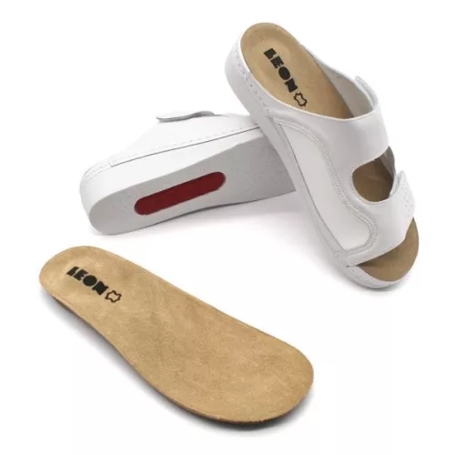 Leon Comfortstep 5010 női bőr fehér papucs kivehető talpbetéttel 36-41