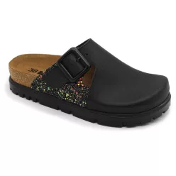   Leon Comfortstep 6005 fekete női bőr klumpa 36-40- Birkenstockhoz hasonlatos talppal