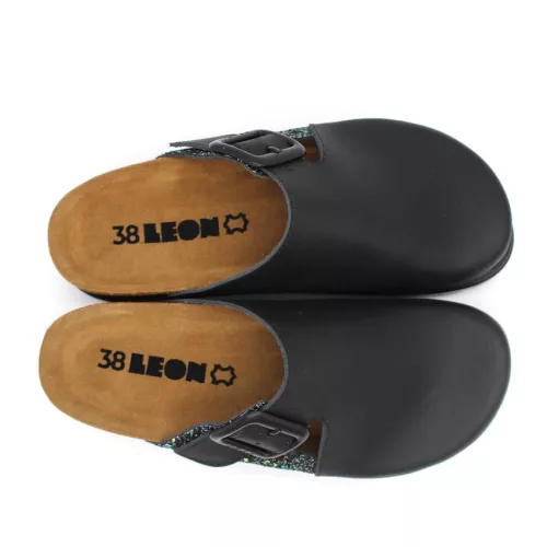 Leon Comfortstep 6005 fekete női bőr klumpa 36-40- Birkenstockhoz hasonlatos talppal