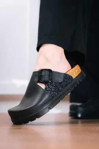 Leon Comfortstep 6005 fekete női bőr klumpa 36-40- Birkenstockhoz hasonlatos talppal