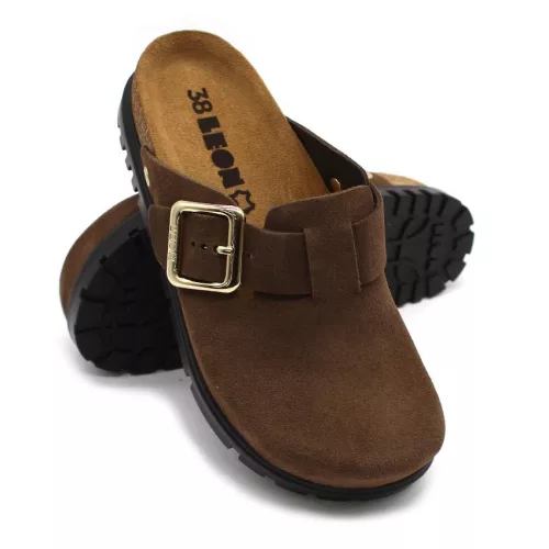 Leon Comfortstep 6006 barna női bőr klumpa 36-40- Birkenstockhoz hasonlatos talppal