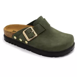   Leon Comfortstep 6006 zöld női bőr klumpa 36-41- Birkenstockhoz hasonlatos talppal