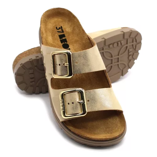 Leon Comfortstep 6010 arany női bőr papucs 36-40 - Birkenstockhoz hasonlatos talppal