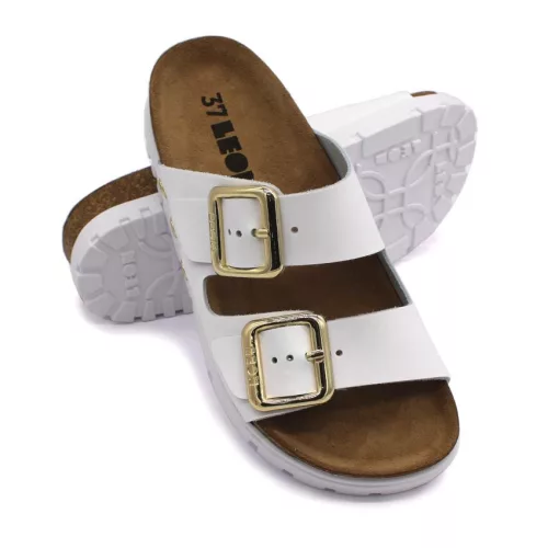 Leon Comfortstep 6010 fehér női bőr papucs 36-41 - Birkenstockhoz hasonlatos talppal
