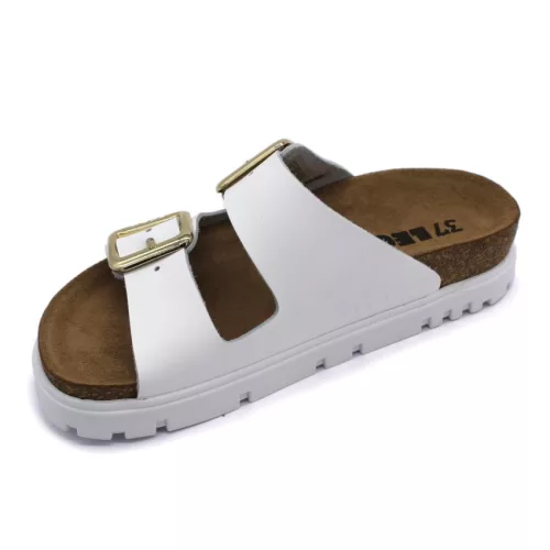 Leon Comfortstep 6010 fehér női bőr papucs 36-41 - Birkenstockhoz hasonlatos talppal