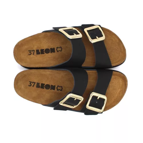 Leon Comfortstep 6010 fekete női bőr papucs 36-41 Birkenstockhoz hasonlatos talppal