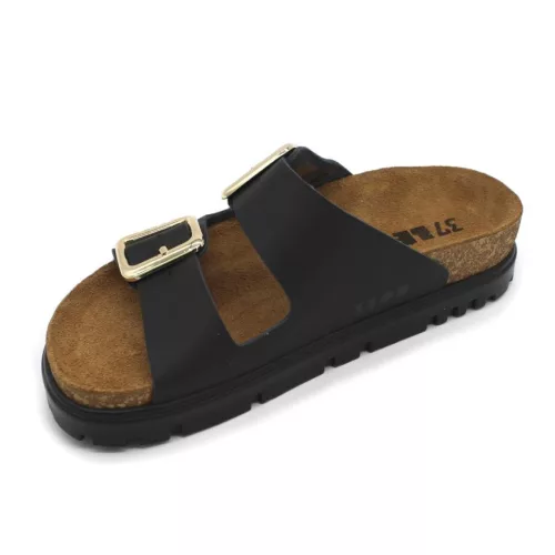 Leon Comfortstep 6010 fekete női bőr papucs 36-41 Birkenstockhoz hasonlatos talppal