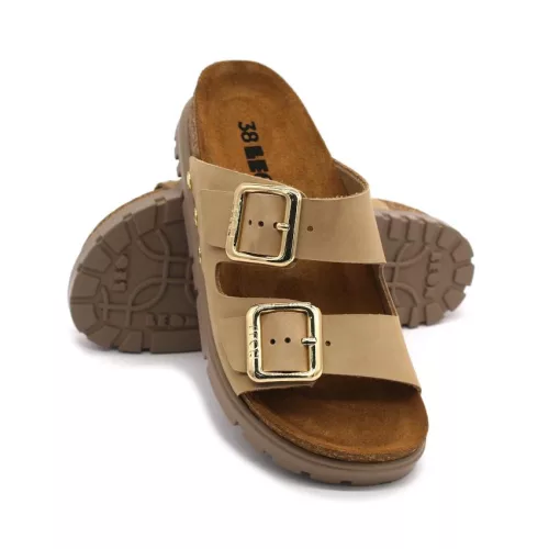 Leon Comfortstep 6011 bézs nubuk női bőr papucs 36-41 - anatómiai talppal