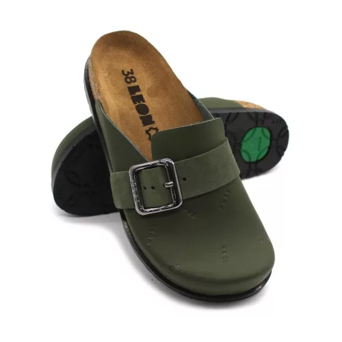 Leon Comfortstep 7000 zöld női bőr klumpa 36-41- Birkenstockhoz hasonlatos talppal