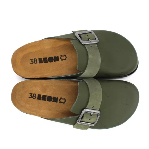 Leon Comfortstep 7000 zöld női bőr klumpa 36-41- Birkenstockhoz hasonlatos talppal