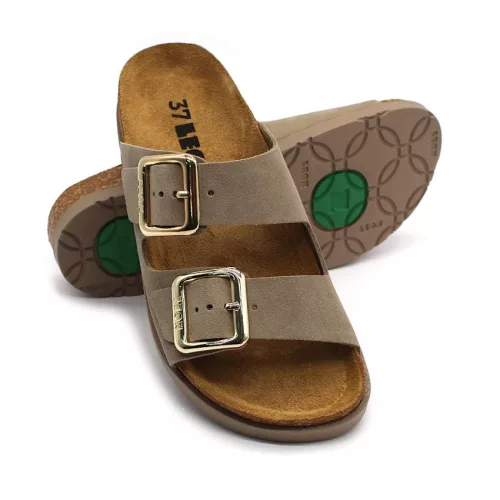 Leon Comfortstep 7010 szürke női bőr papucs 36-41 -Birkenstockhoz hasonlatos talppal