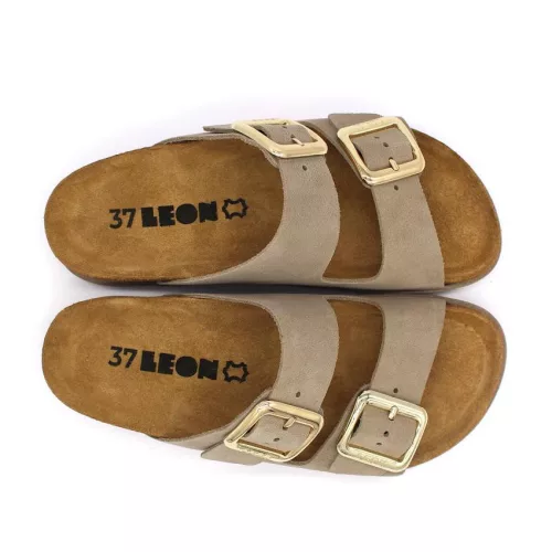 Leon Comfortstep 7010 szürke női bőr papucs 36-41 -Birkenstockhoz hasonlatos talppal