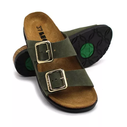 Leon Comfortstep 7010 zöld női bőr papucs 36-41 -Birkenstockhoz hasonlatos talppal