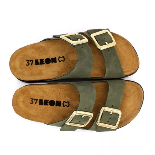 Leon Comfortstep 7010 zöld női bőr papucs 36-41 -Birkenstockhoz hasonlatos talppal