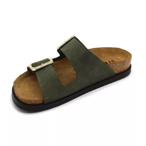 Leon Comfortstep 7010 zöld női bőr papucs 36-41 -Birkenstockhoz hasonlatos talppal