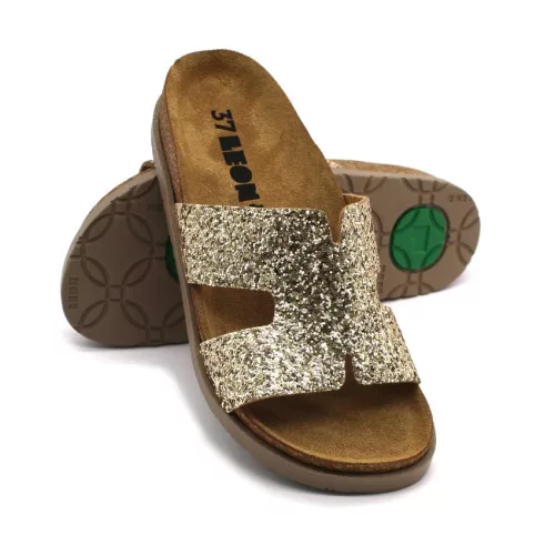 Leon Comfortstep 7030 arany női bőr papucs 36-41 -Birkenstockhoz hasonlatos talppal
