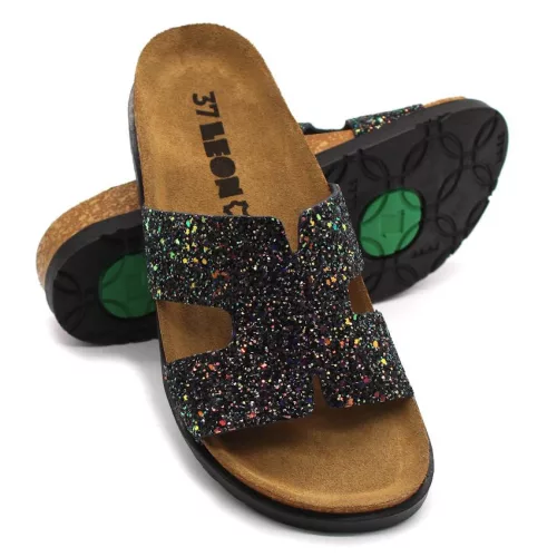 Leon Comfortstep 7030 fekete női bőr papucs 36-41 -Birkenstockhoz hasonlatos talppal