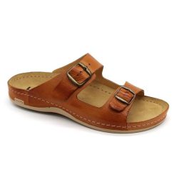   0Ft kiszállítás! Leon Comfortstep 703 barna férfi bőr papucs 41-46