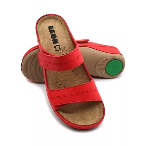 Leon Comfortstep 907 piros női bőr papucs 36-41