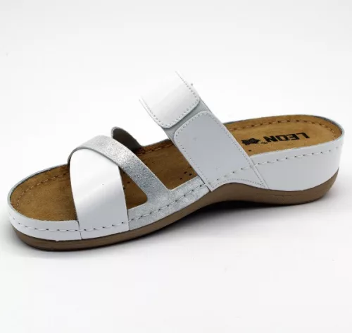 Leon Comfortstep 909 női fehér bőr papucs 36-41