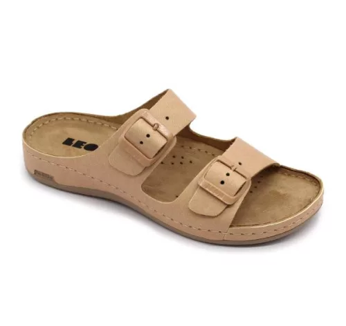 Leon Comfortstep 955 bézs-R női bőr papucs 36