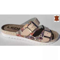 202/2 PÚDER VIRÁGOS női bőr papucs 36-39