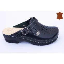 552/10 fekete női bőr klumpa gumis lábfejjel 36-41