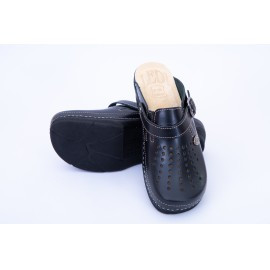 552/10 fekete női bőr klumpa gumis lábfejjel 36-41