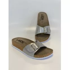 Ledi 94/SIL női bőr papucs ezüst 1 csatos 36-41
