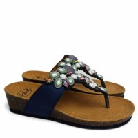   0Ft szállítás! SCHOLL PALAU FLIP-FLOP SÖTÉTKÉK|MULTI lábujjközi női papucs Bioprint talppal 35-40