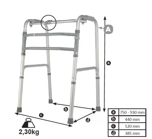 Herdegen 4in1 Multifunkciós járókeret kettő kerékkel, fix, lépegetős, összecsukható járókeret