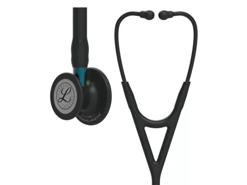 Fonendoszkóp Littmann Cardiology IV fekete, fekete fej + hallgató, kék csőszár 6201