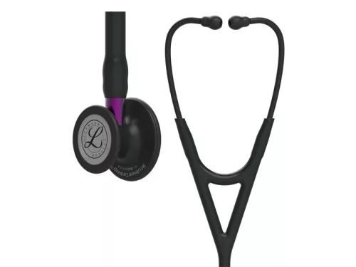 Fonendoszkóp Littmann Cardiology IV fekete, fekete fej + fejhallgató, ibolya csőszár 6203