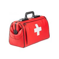 Dürasol Cross piros bőr orvosi táska fehér kereszttel