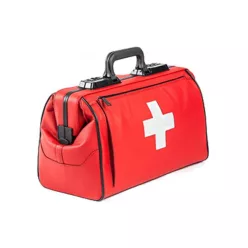 Dürasol Cross piros bőr orvosi táska fehér kereszttel