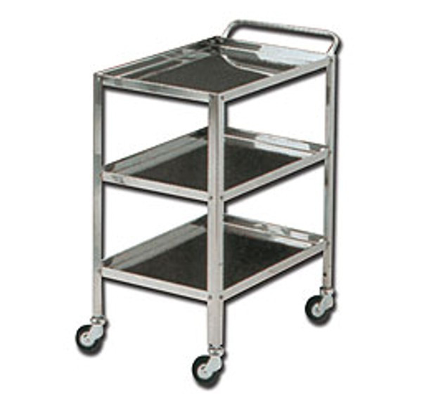 Image of Műszerasztal rozsdamentes 70x50x80cm 3 polcos gurulós GIMA27431