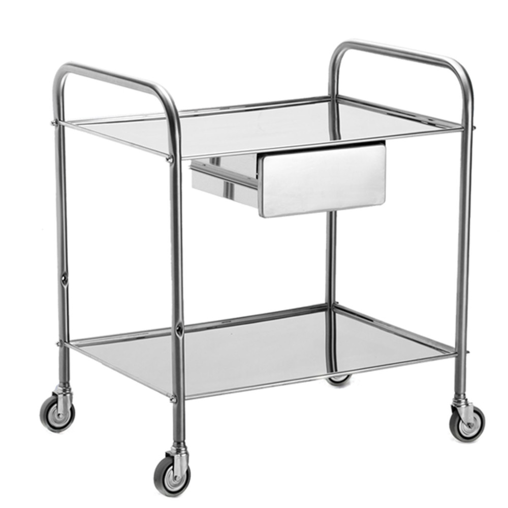 Image of Műszerasztal, kötszer kocsi rozsdamentes 2 pocos 60x40x80 cm