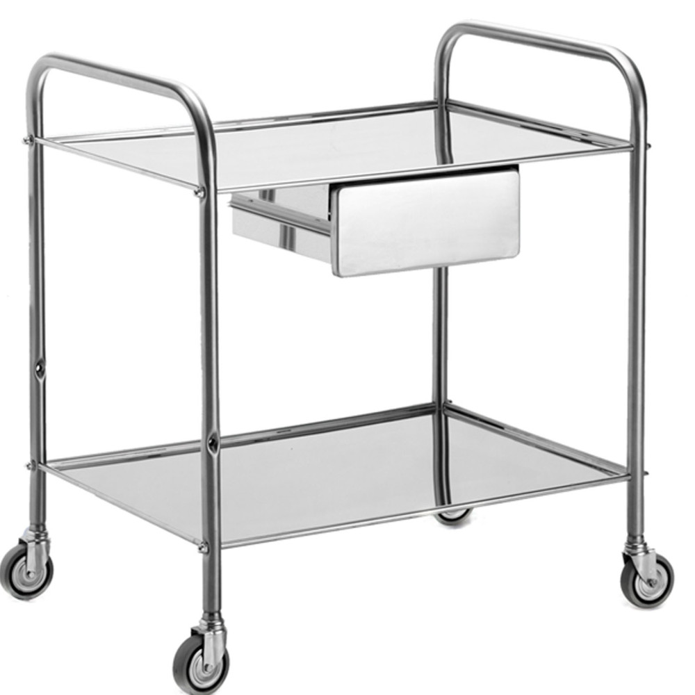 Image of Műszerasztal, kötszer kocsi rozsdamentes 2 pocos 70x50x80 cm