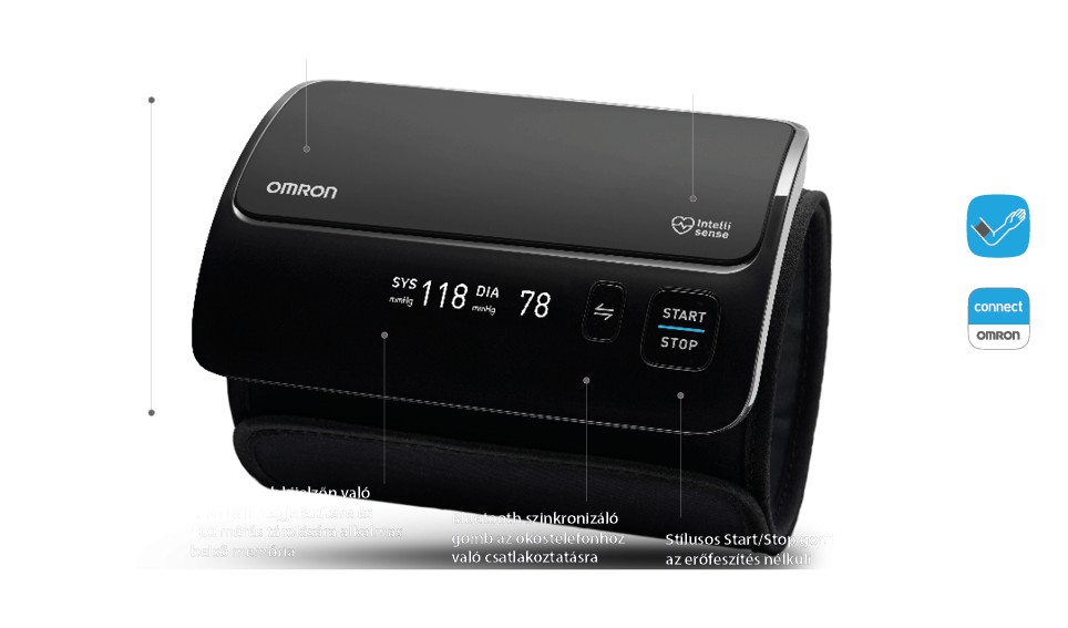 Image of OMRON EVOLV Intellisense felkaros okos-vérnyomásmérő Bluetooth adatátvitellel 3 év jótállás